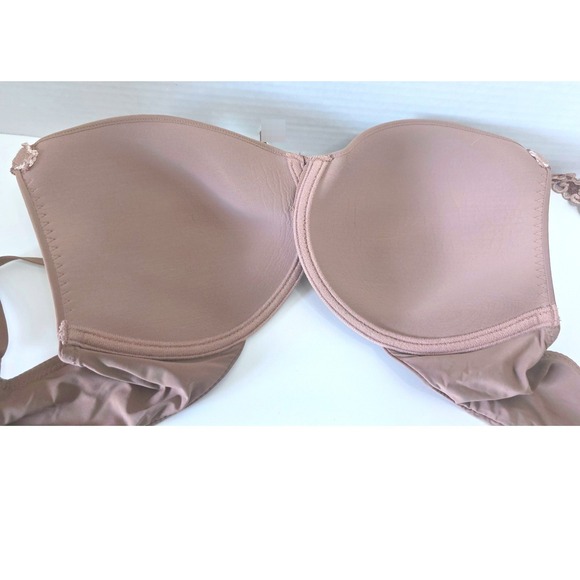 Natori Feathers Contour Plunge Bra 36C Tan Cafe Lace Strap Underwire 730023 - Picture 8 of 8